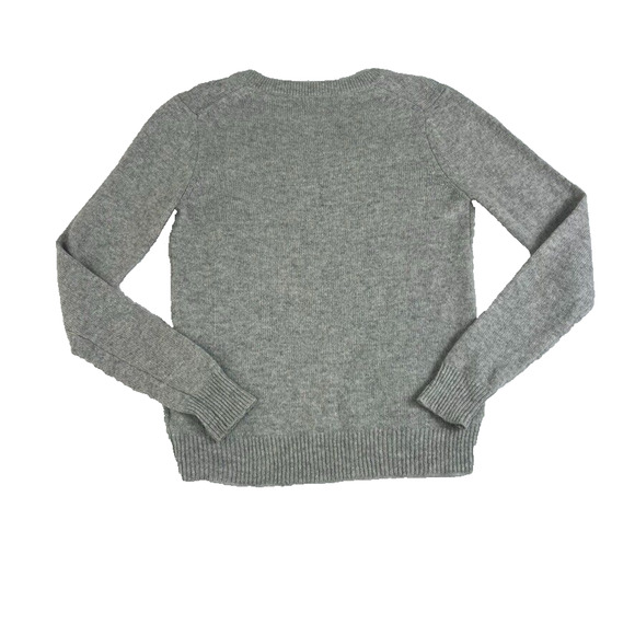 Uniqlo Sweater Womens Medium Gray Alpaca Wool Blend Knit Pullover V-Neck - Picture 4 of 9